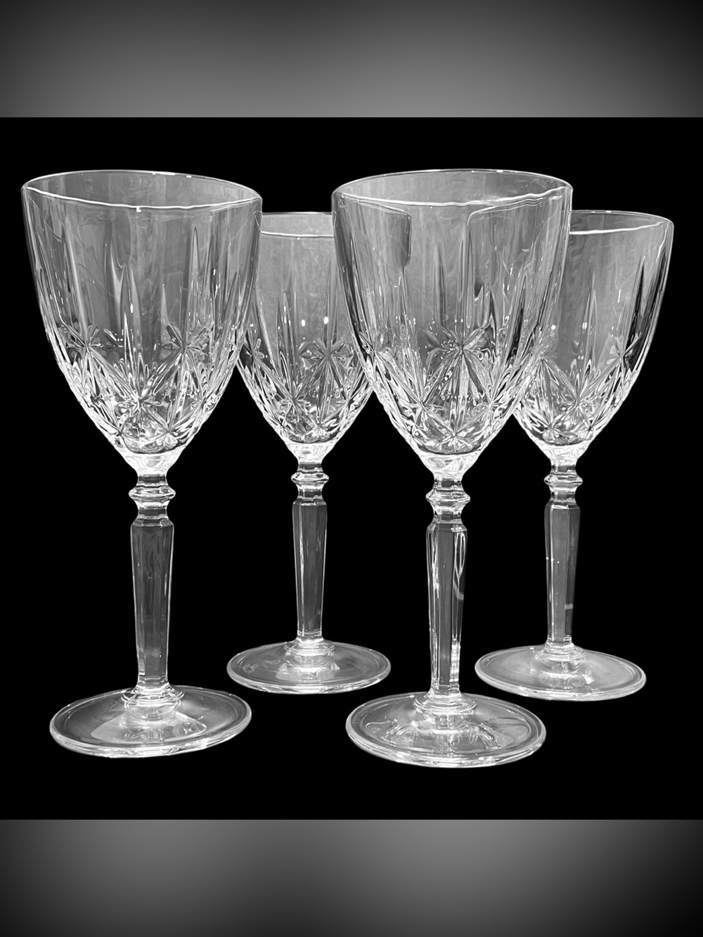 Vintage 2000s RCR Italian Crystal Orchestra Wine Glasses Set (4) Art Deco Style